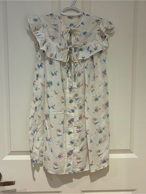 Very Vintage 3T Toddler White Ruffle Tie-Front  Gauzy Summer Robe